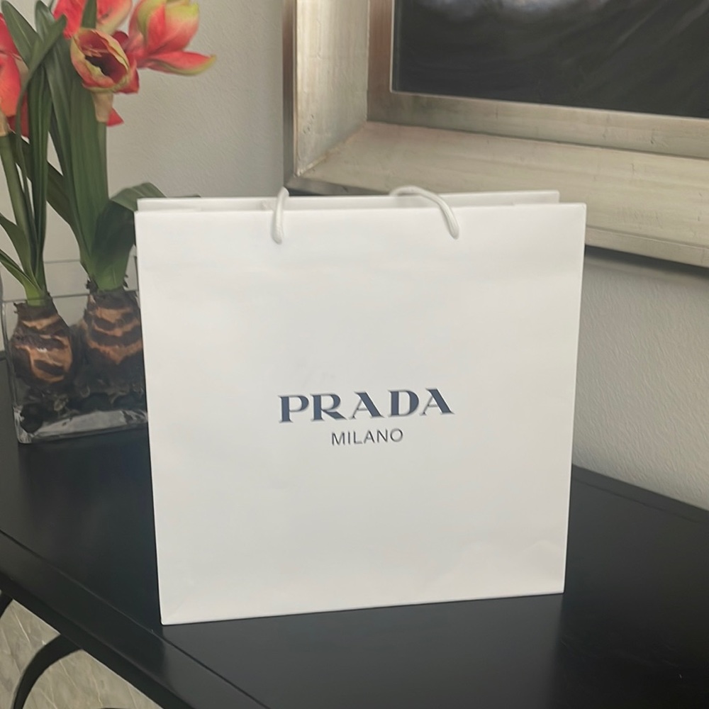 Authentic PRADA Empty Gift Bag white navy prada milano